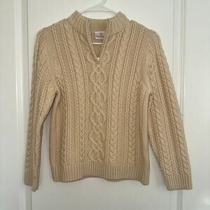 Hanna Andersson Boys Cable Knit Cotton Wool Fisherman Sweater Half Zip 140 CM